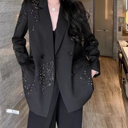 Casual Plus Size Diamond Suit Jacket, Pant and Short