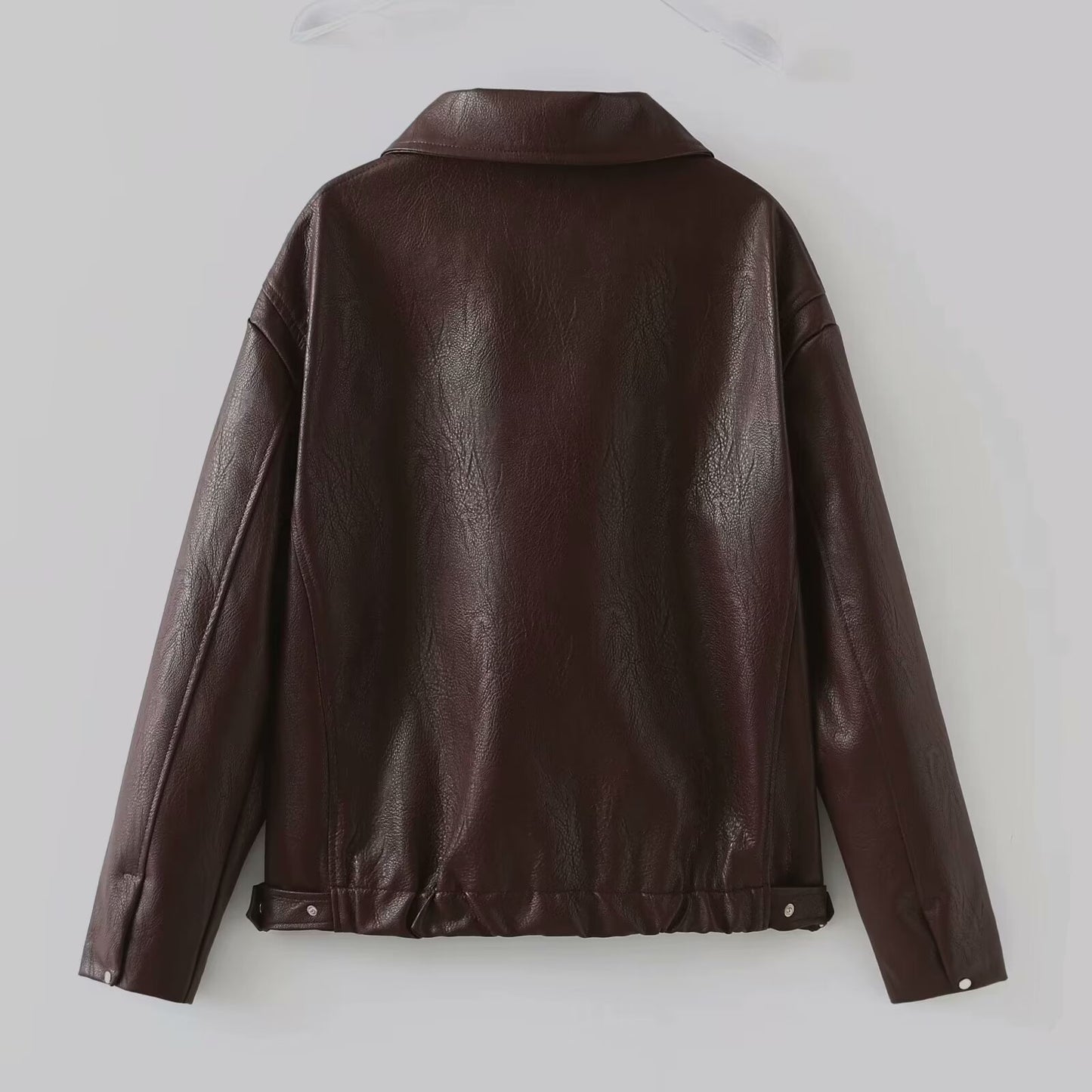 Women Casual Long Sleeve Leather Jacket