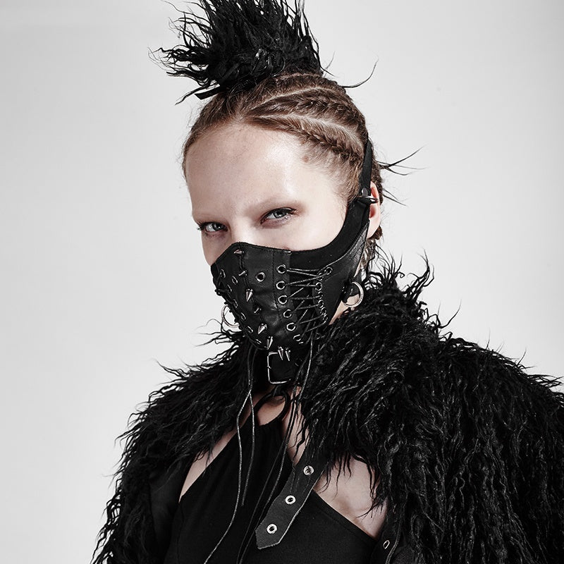 Rock Field CS Spike Unisex Punk Rope Leather Mask