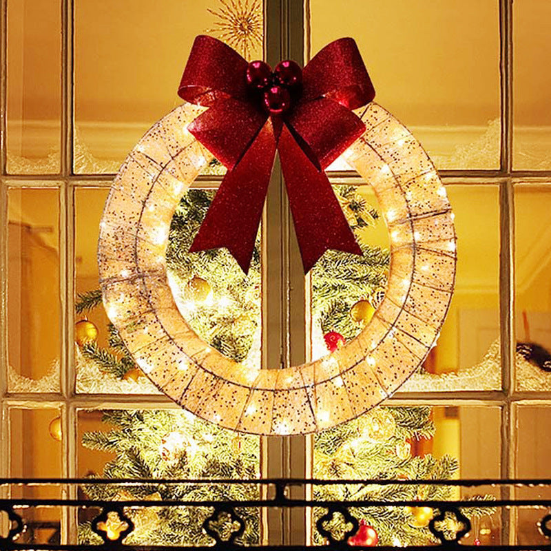 50CM Luminous LED Christmas Garland with Big Bow