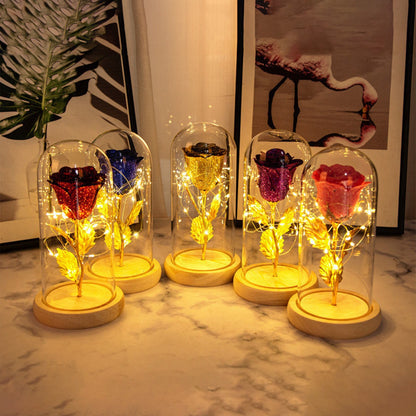 Eternal Rose Flowers LED Light in Glass Cover