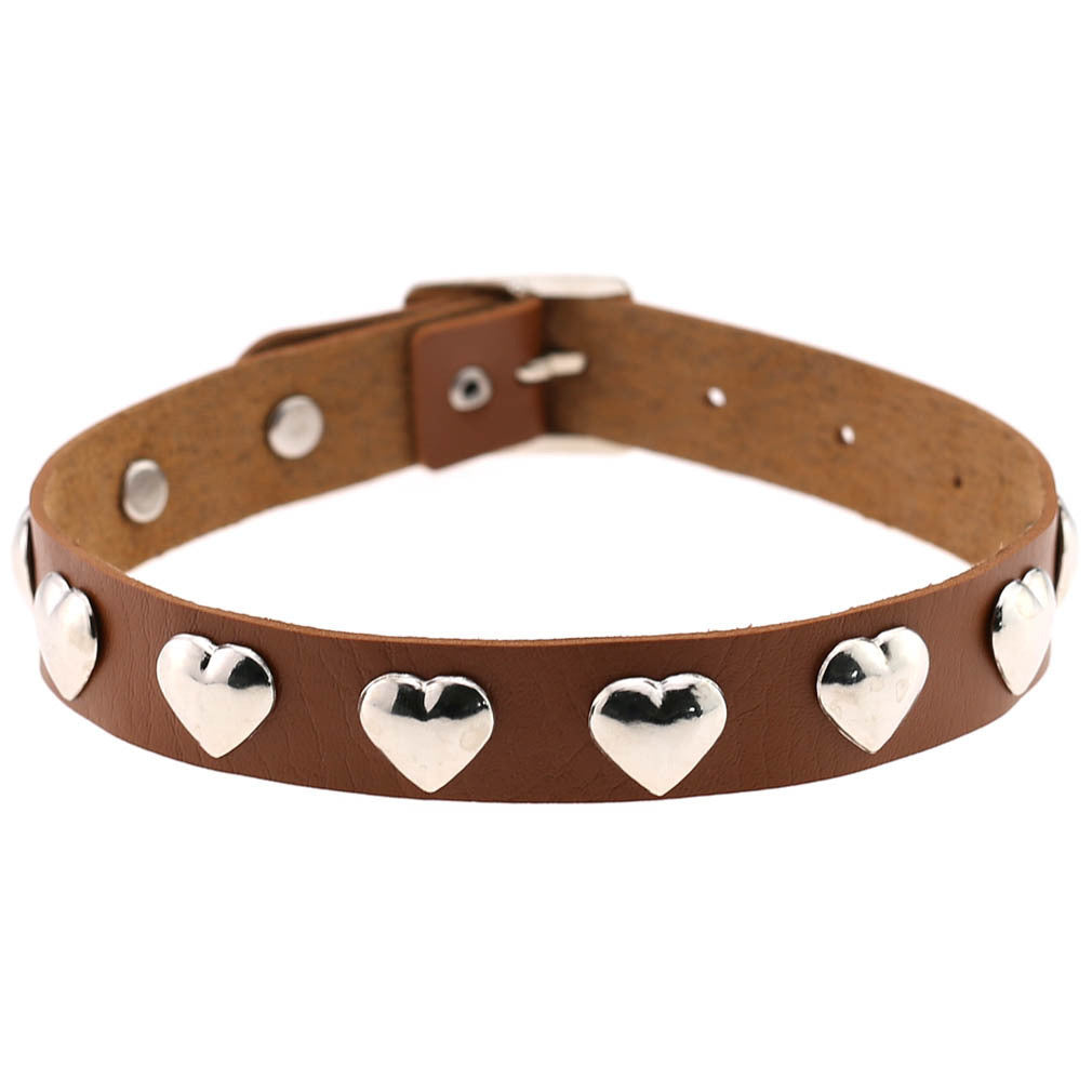 Collana con fibbia ad ardiglione con rivetti a forma di cuore, punk gotico originale Fan New