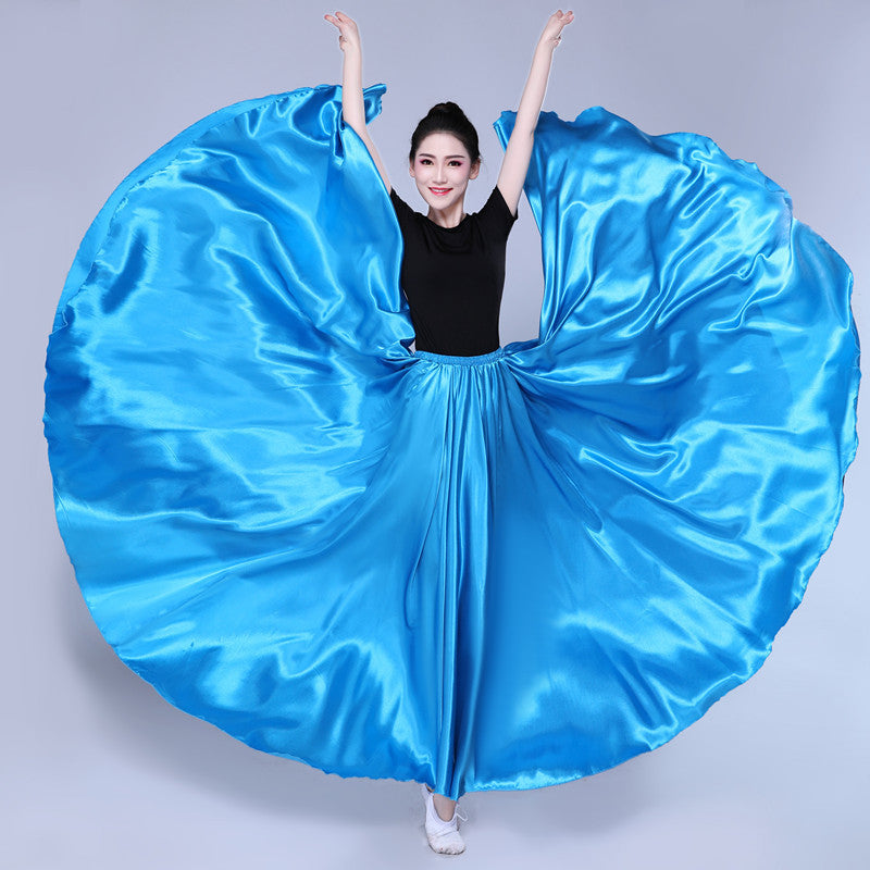 Simple Solid Color Performance Skirt With Large Swing