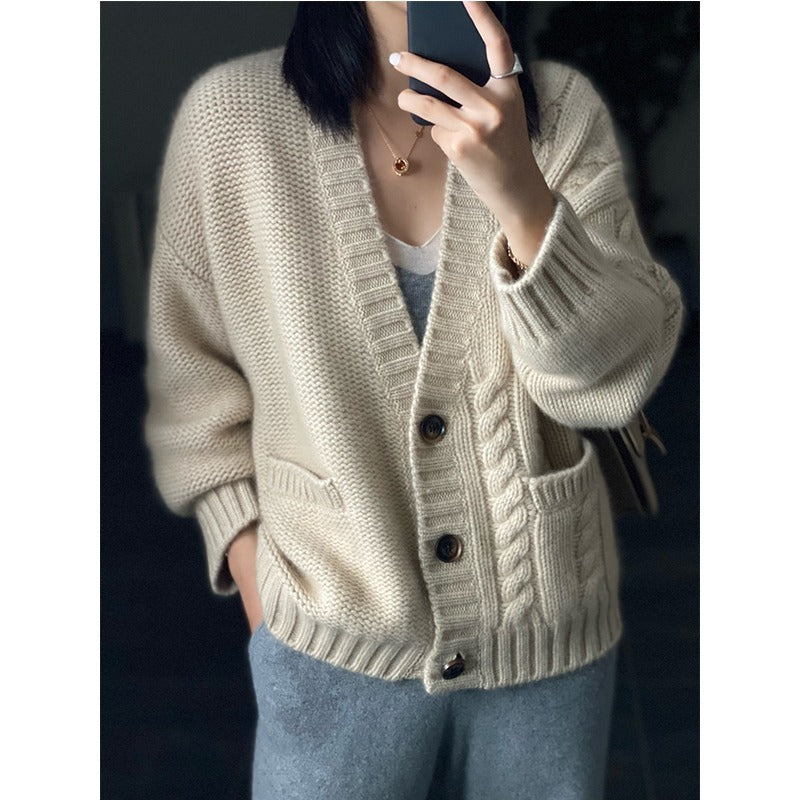 Women's Cashmere Twist Knit Sweater Jacket