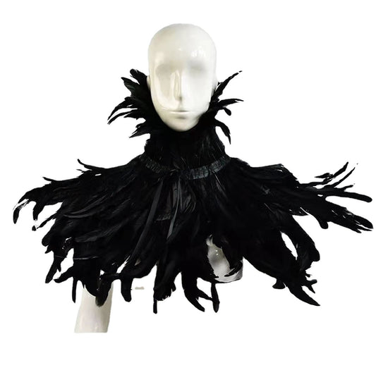 Amazon Gothic Cape With Feather Feather Collar