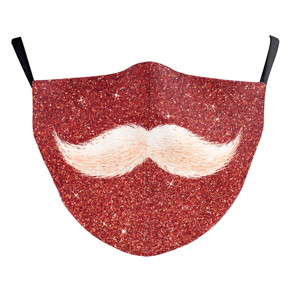 Christmas Beard Digital Printing Double Layer Dustproof Mask