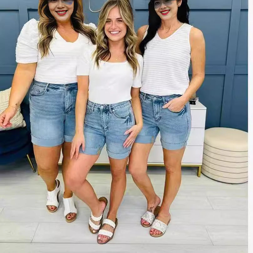 European And American Jeans Plus Size Women's Shorts