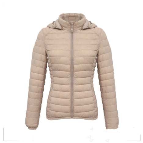 Women Autumn And Winter Zipper Short Hooded Detachable Cotton-padded Coat