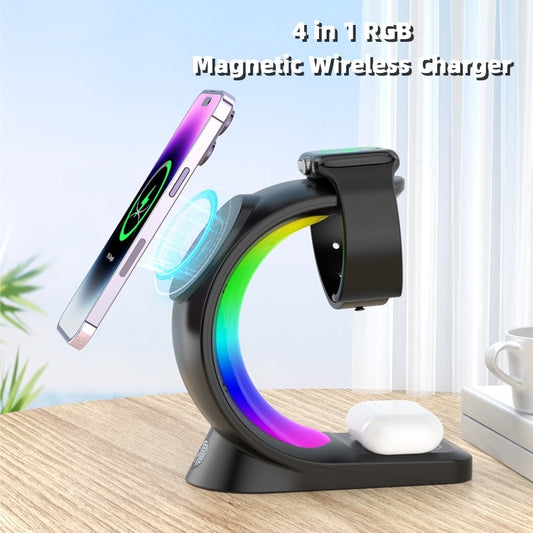 4 In 1 Magnetic Wireless Charger with Atmosphere Light