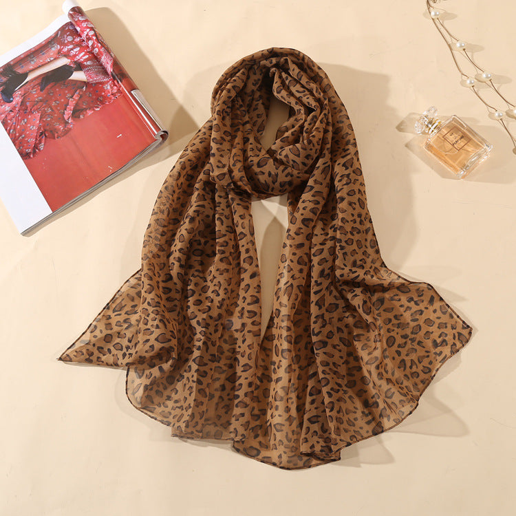 Leopard Chiffon Scarf Ladies Thin Shawl