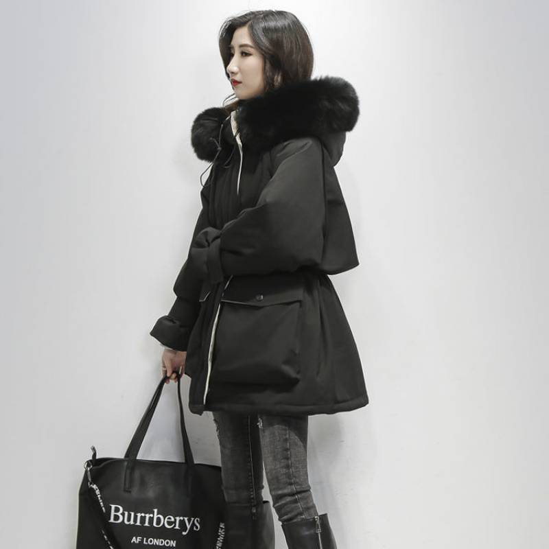 Women Mid-length Down Cotton-padded Jacket Loose Thick Cotton Coat