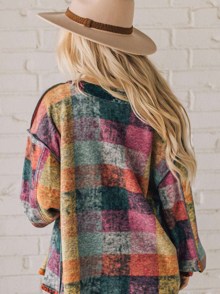 Female Multicolor Plaid Loose Jacket