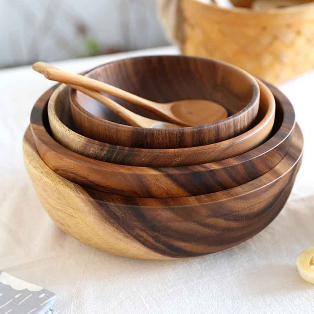 Natural Wooden Bowl - Handcrafted Fruit & Salad Bowl - Mallora Shop
