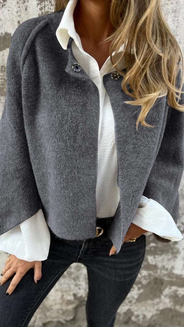 Women Batwing Sleeve Cardigan Autumn And Winter Loose Short Cashmere Long Sleeve Coat