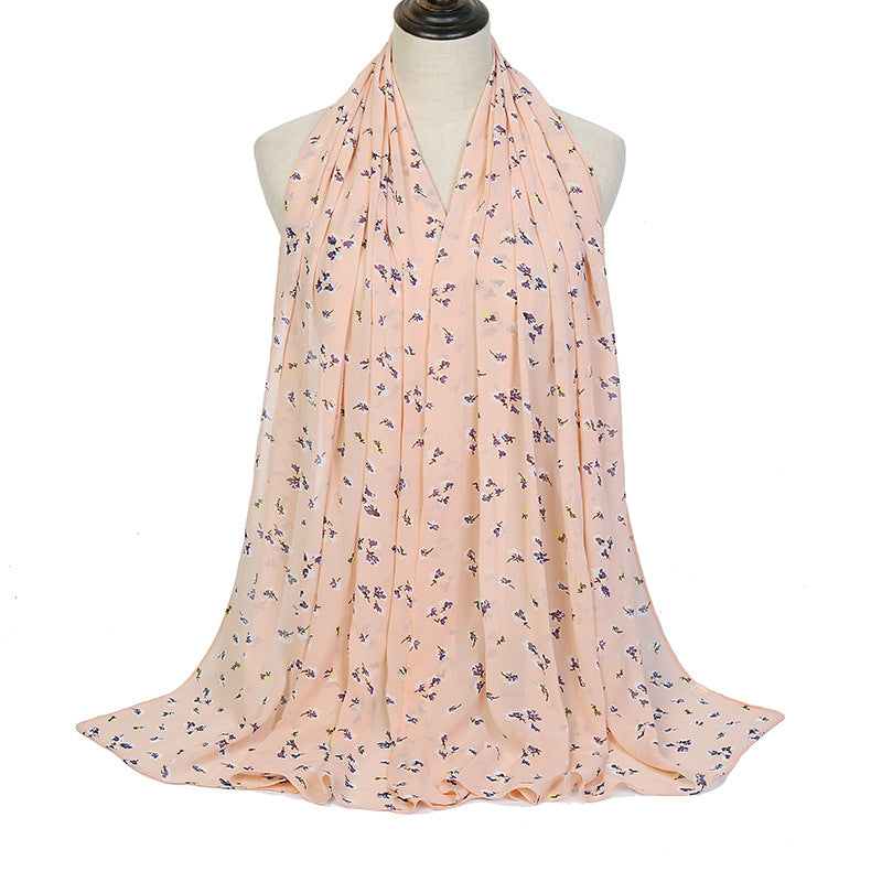 Breathable New Chiffon Floral Print Headscarf