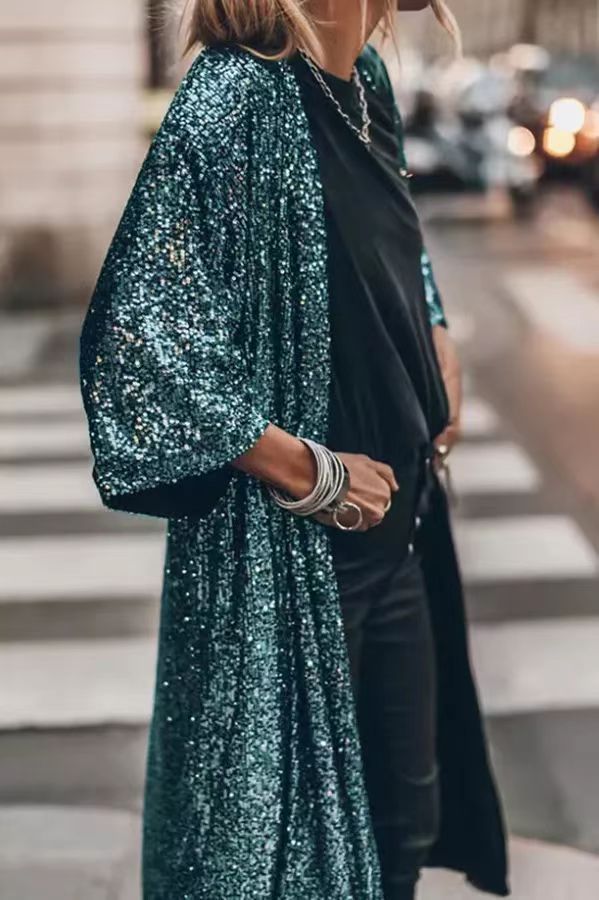 Women's Fashion Party Sequined Cardigan Coat