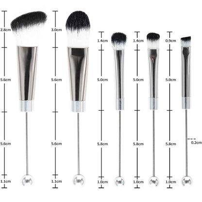 5 PCS Beaded Makeup Brush With Metal Handle Suit Makeup Tools