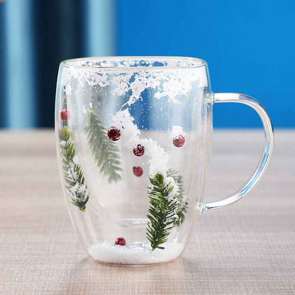 Christmas High Borosilicate Heat-resistant Double Layer Glass Cup