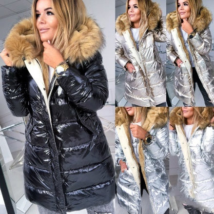 Women Leisure Warm Glossy Faux Fur Coat