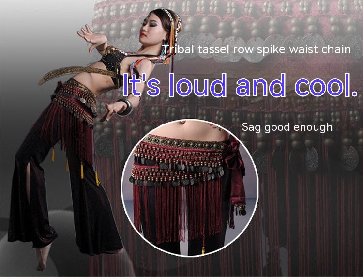 Belly Dance Waist Scarf Performance Tassel Hip Scarf Ethnic Tribe Dance Costume Belly Dance Waist Chain