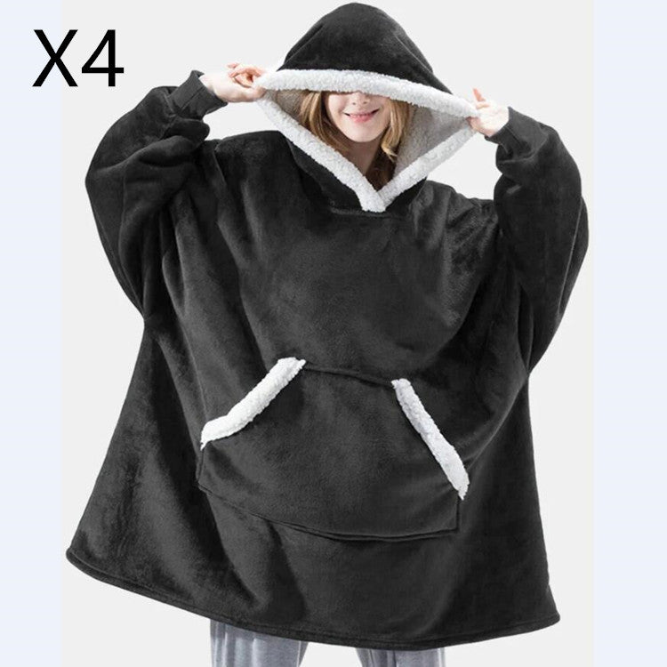 Men And Women Can Wear Zipper Flannel Lazy Blanket