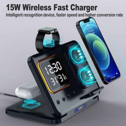 15W Wireless Charging Stand with LED Alarm Clock
