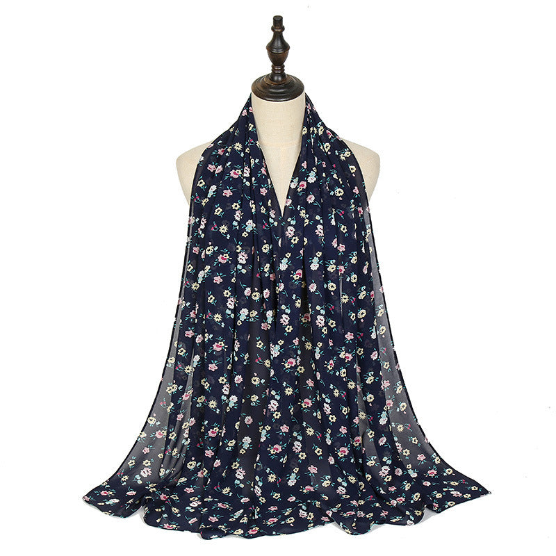 Breathable New Chiffon Floral Print Headscarf