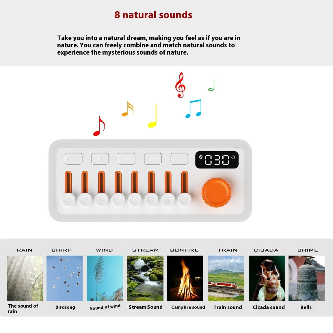 White Noise Sleep Sound Machine DIY Bluetooth-compatible Stereo Light RGB Seven-color Atmosphere Night Light