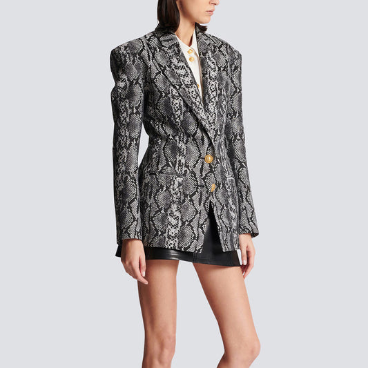 Spring And Autumn Jacquard Leather Pattern Two-button Suit Jacket