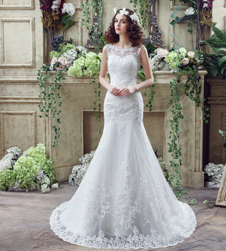 Bride Trailing Wedding Dress sexy Lace Mermaid Wedding DressW