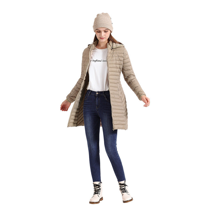 Women Lightweight Mid-length Slim-fit Cotton-padded Jacket