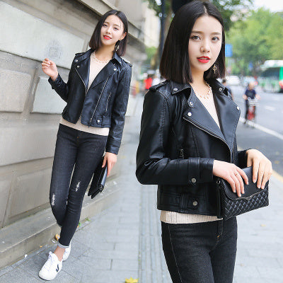 Wild leather women's short section Korean version of the pu Slim jacket jacket autumn and winter motorcycle clothing