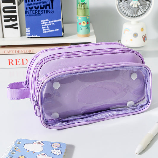 Transparent Pencil Case INS Style Milk Salty Series Carrying Case Large Capacity Waterproof