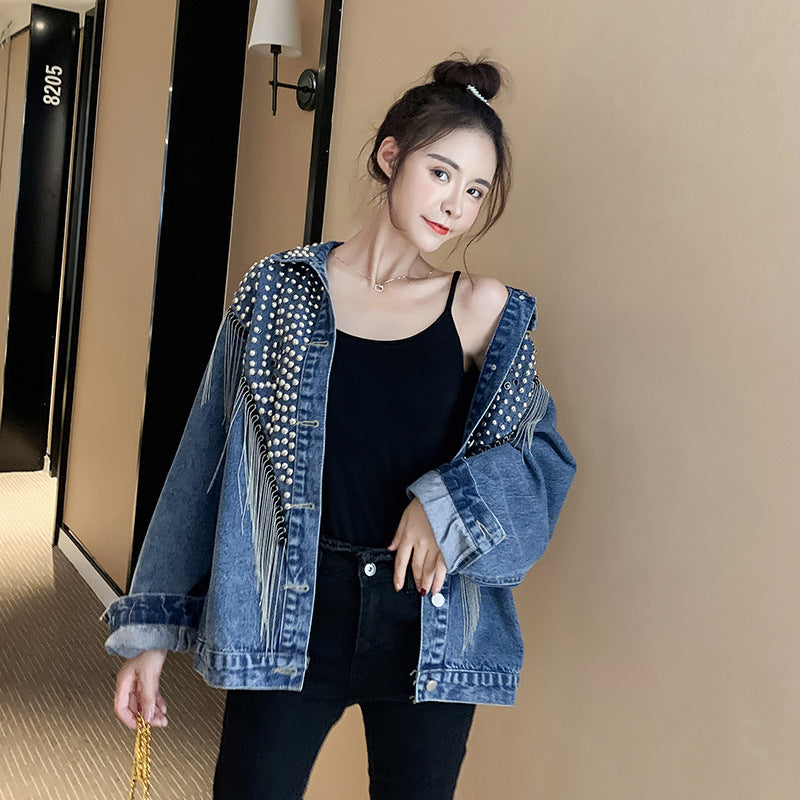 Skinny and fashionable denim coat