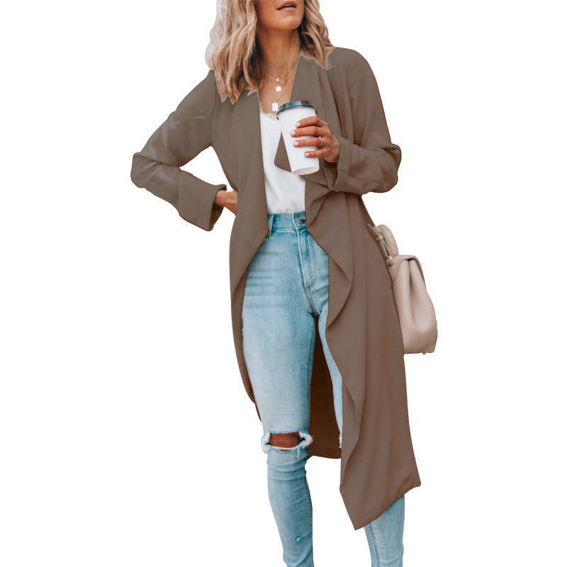 Women Fall Mid-length Trench Coat