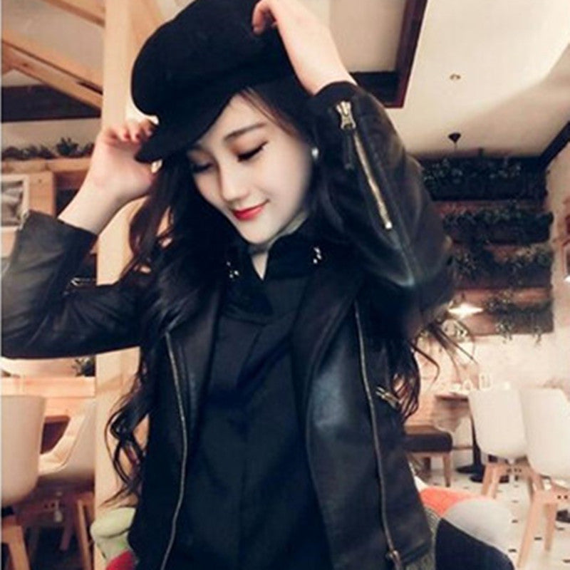 Loose Leather Jacket Motorcycle Female