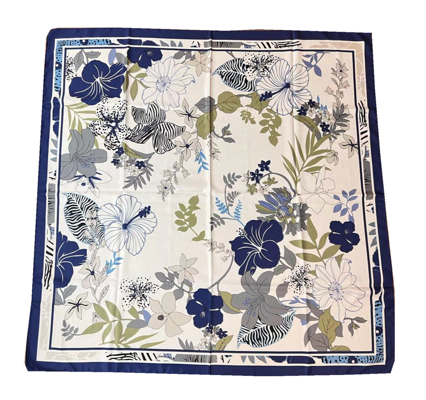 110cm Twill Floral Print Silk Scarf