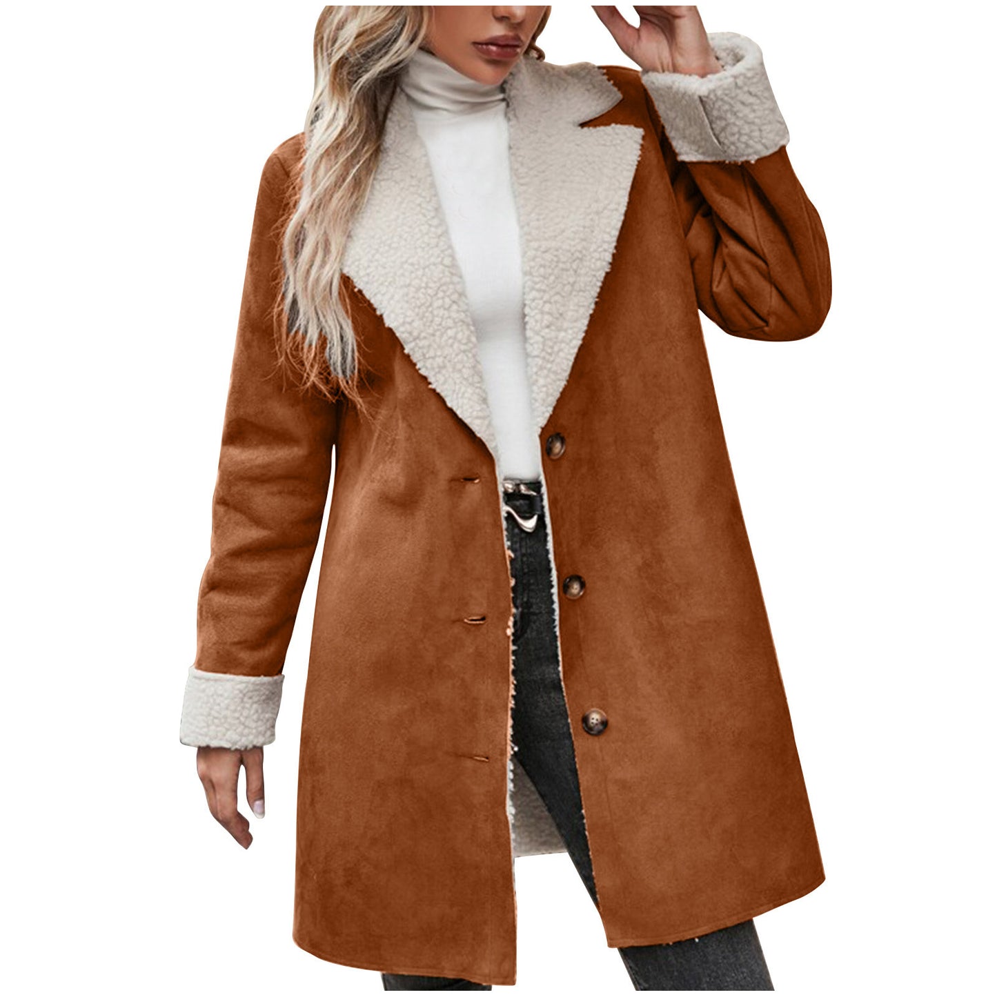 Long Sleeve Lapel Thickening Plush Coat