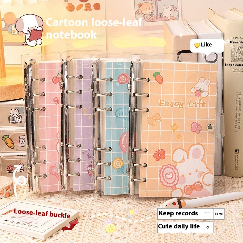 Cartoon Loose Spiral Notebook Cute Accounting Girl Heart Journal Book