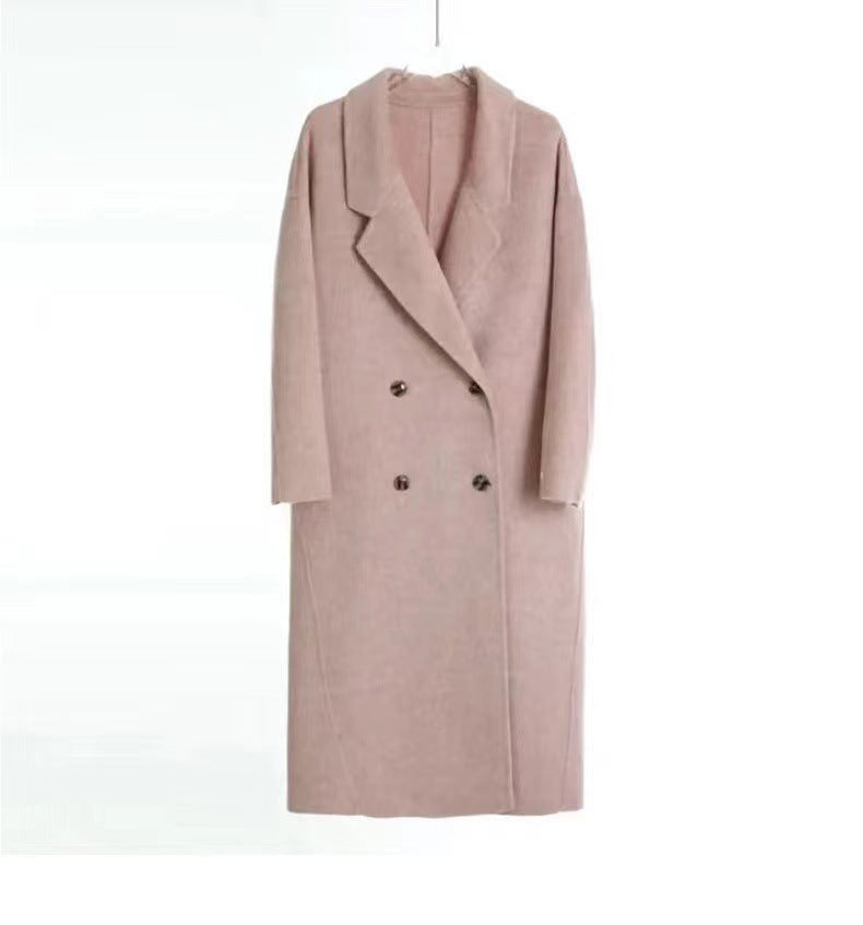 Women Velvet Double-sided Wool Almond Coat