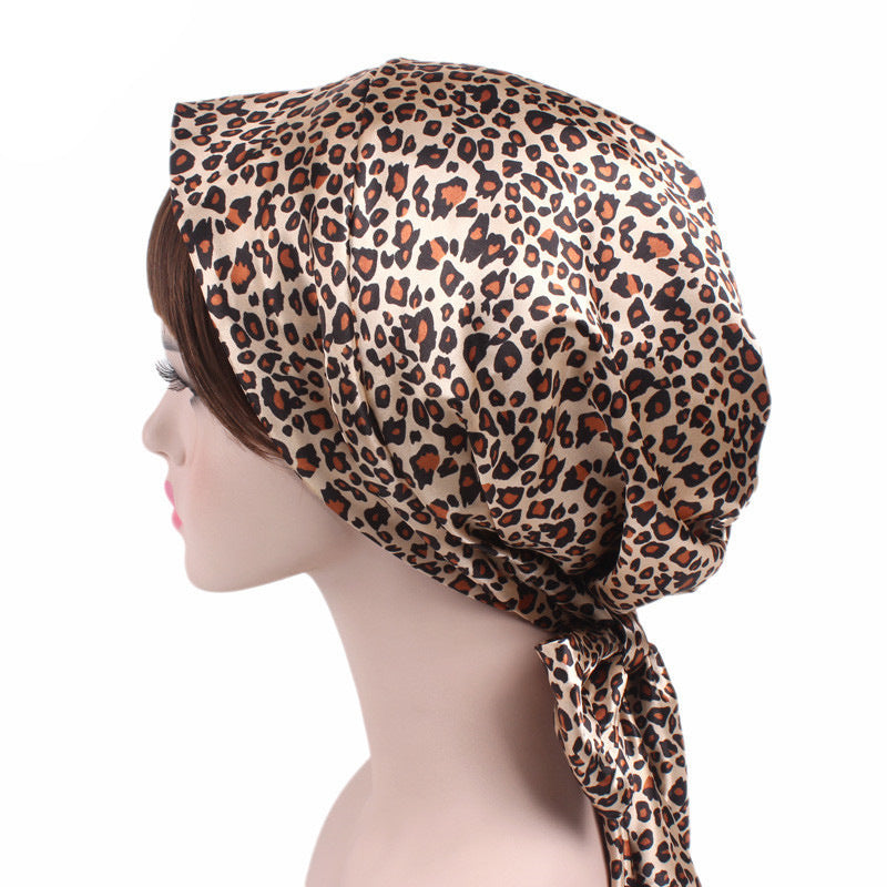 Satin Print Ribbon Bow Turban Hat