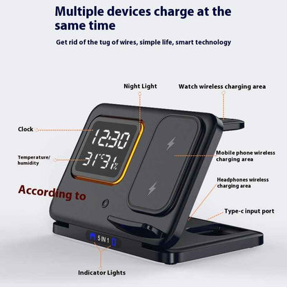 15W Wireless Charging Stand with LED Alarm Clock