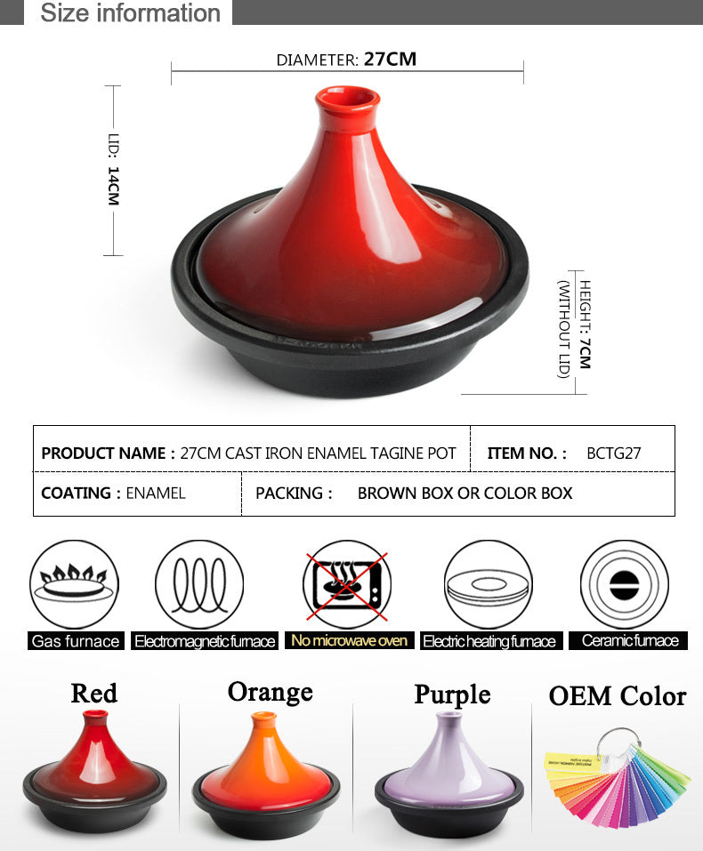 Tajiin Claypot Enamel Pot for Perfect Family Meals - Mallora Shop