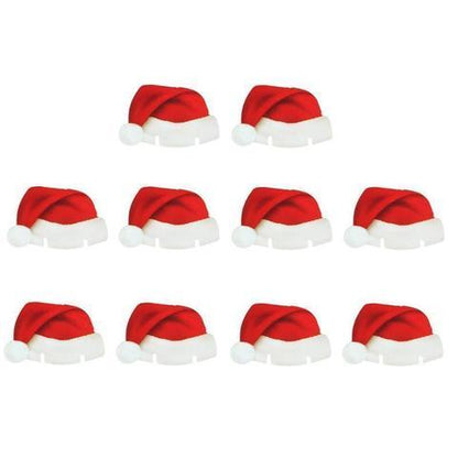10Pcs Red Christmas Hat Wine Cup Decorations
