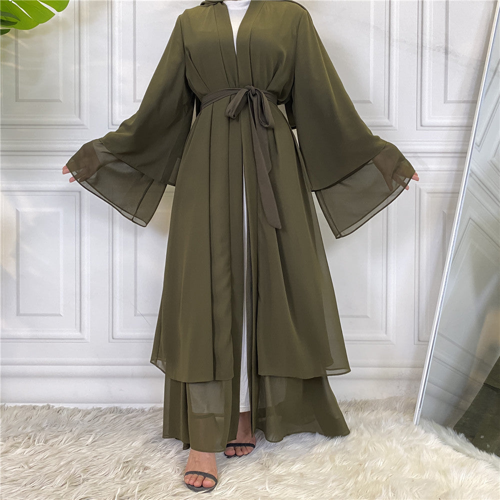 Modisches muslimisches Cardigan-Chiffonkleid