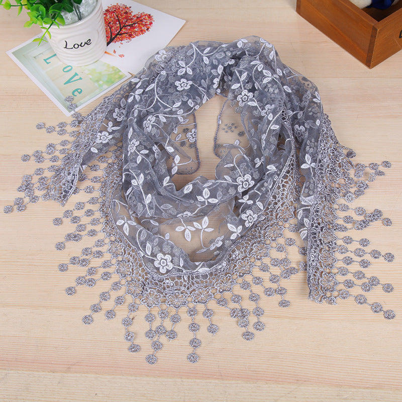 Women's New Creative Lace Fringed Silk Scarf