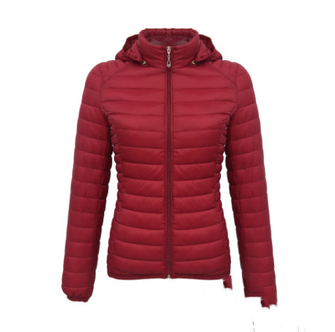 Women Autumn And Winter Zipper Short Hooded Detachable Cotton-padded Coat