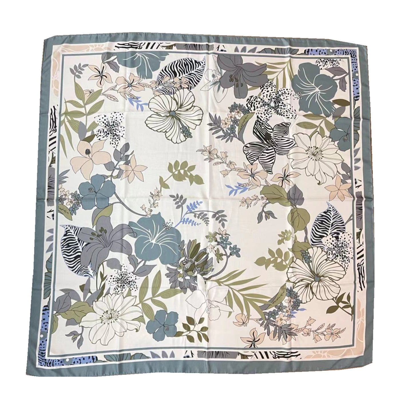 110cm Twill Floral Print Silk Scarf