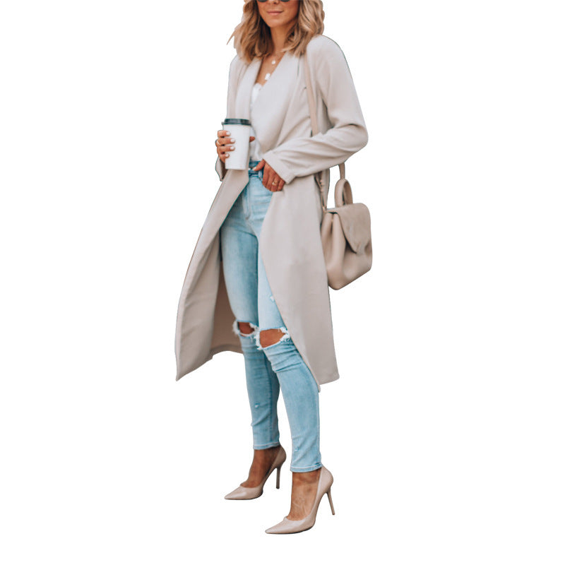 Women Fall Mid-length Trench Coat