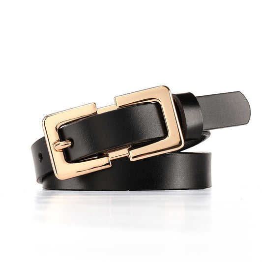 Retro Ladies Cowhide Leather Pin Buckle Belt Thin Simple Wild Belt Women Decoration Green Wholesale